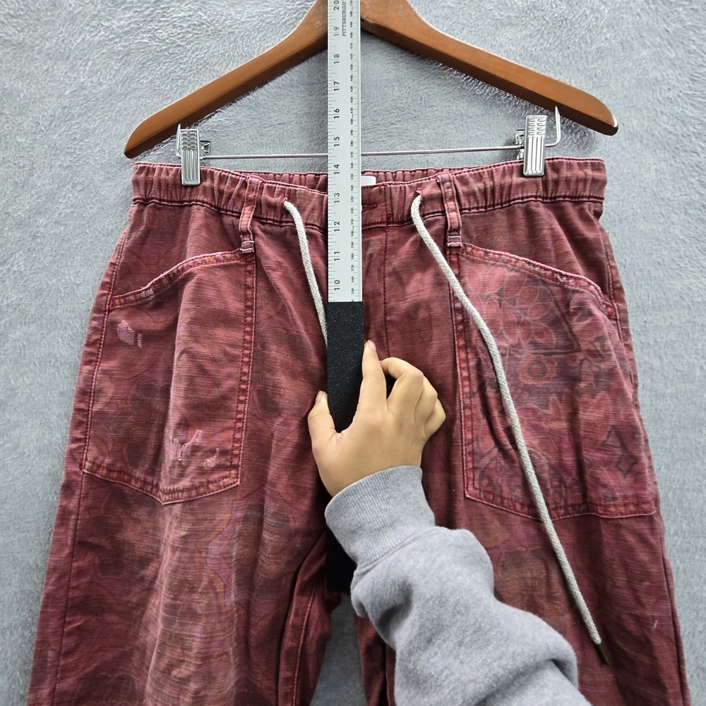 Pilcro Anthropologie Women Pants M Red Floral Trailblazer Jogger Distressed 27" - Picture 12 of 16